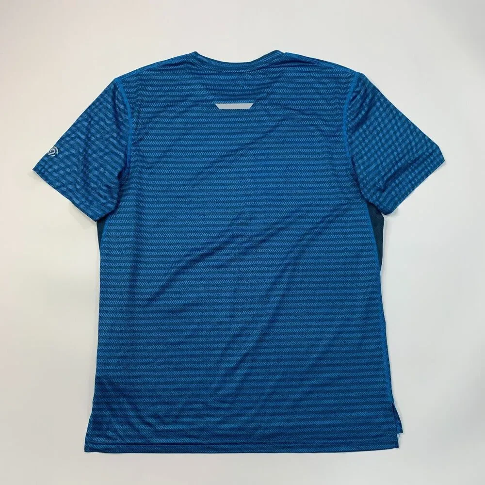 Champion Running T Shirt Mens M Medium Blue Striped Moisture Wick Stretch Tee - Picture 3 of 12